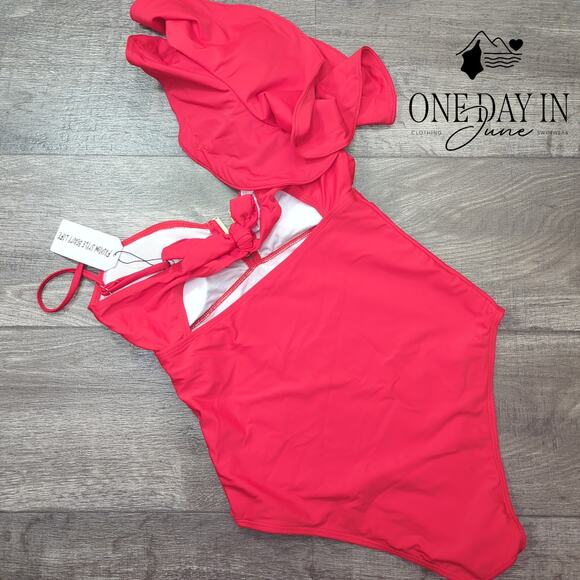 Sporlike One Shoulder Tie Back One Piece Swimsuit Size S - Picture 7 of 7